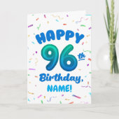 96th Balloon Number Custom Name Birthday Card カード (正面)