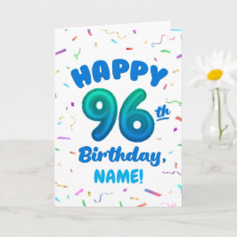 96th Balloon Number Custom Name Birthday Card カード