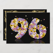 96th Birthdayパーティー、花の文字 招待状 (正面/裏面)