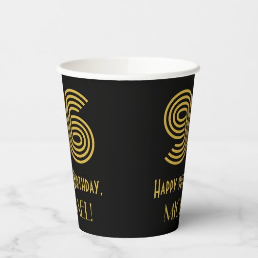 96th Birthday: Art Deco Inspired Look “96” & Name 紙コップ (左)