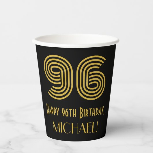 96th Birthday: Art Deco Inspired Look “96” & Name 紙コップ (正面)