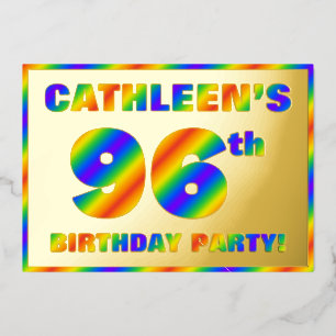 96th Birthday Party —おもしろい、レインボースペクトル「96」 箔招待状