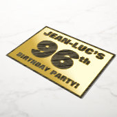 96th Birthday Party — はっきりしたWood Grainフェイク文字 箔招待状 (回転した状態)