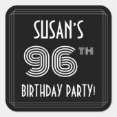 96th Birthday Party:アールデコスタイルと名前をカスタムする スクエアシール (正面)