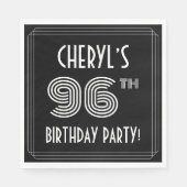 96th Birthday Party:アールデコスタイル+名前をカスタムする スタンダードランチョンナプキン (正面)