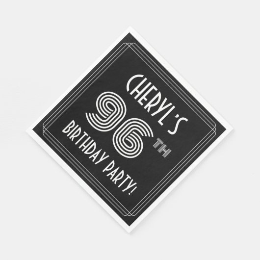 96th Birthday Party:アールデコスタイル+名前をカスタムする スタンダードランチョンナプキン (角)