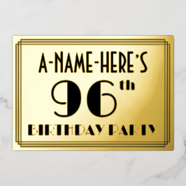 96th Birthday Party —アールデコ検索「96」 +名前 箔招待状