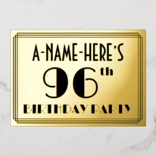 96th Birthday Party —アールデコ検索「96」 +名前 箔招待状