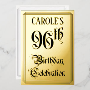 96th Birthday Party – スクリプエレガントト+名前をカスタムする 箔招待状