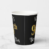 96th Birthday Party – スクリプファンシート、フェイク金ゴールド・ルック 紙コップ (右)