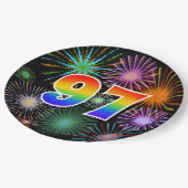 97イベント-おもしろいカラフル、はっきりした、虹97 ペーパープレート (アングル)