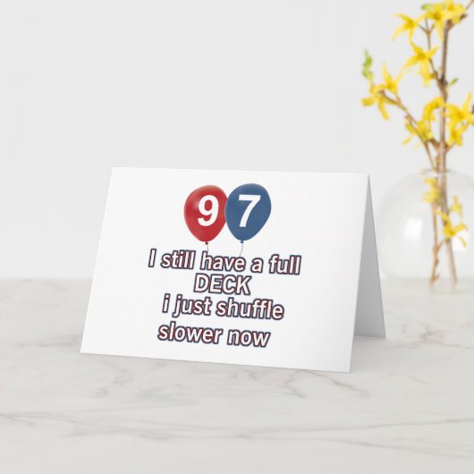 97年の誕生日おもしろいデザイン カード (黄色い花)