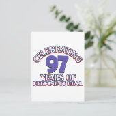 97歳おもしろいの誕生日デザイン ポストカード (スタンド正面)
