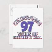 97歳おもしろいの誕生日デザイン ポストカード (正面/裏面)