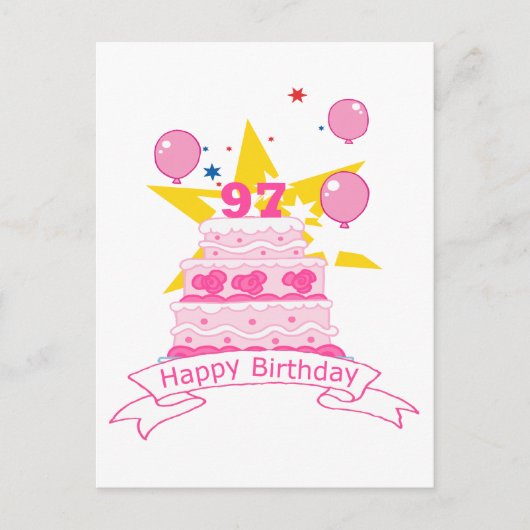 97歳お誕生日ケーキ ポストカード (正面)