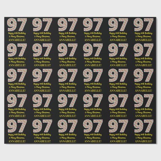 97歳の誕生日おめでとう&クリスマスプレゼントをカスタムネームに贈ります ラッピングペーパー (フラット)