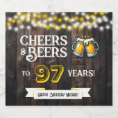 97歳の誕生日おめでとう Rustic Birthday ビールラベル (シングルラベル)