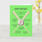 97歳の誕生日の野球ジョーク カード (黄色い花)