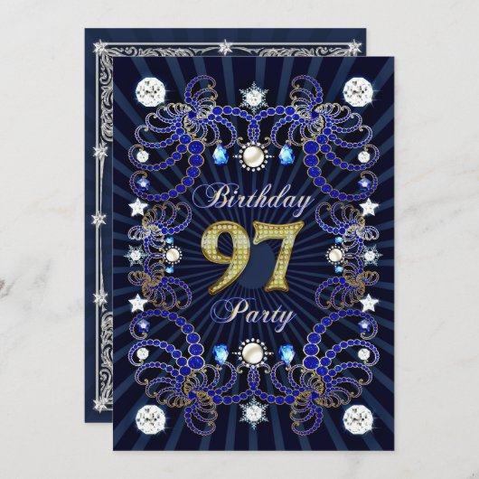 97歳の誕生日パーティー招待状と宝石の塊 招待状 (正面/裏面)