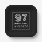 97番目の誕生日—インスパイアアールデコの外観「97」 +名前 ペーパープレート (正面)