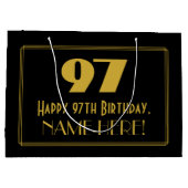 97番目の誕生日:インスパイアアールデコの「97」の外観と名前 ラージペーパーバッグ (裏面)