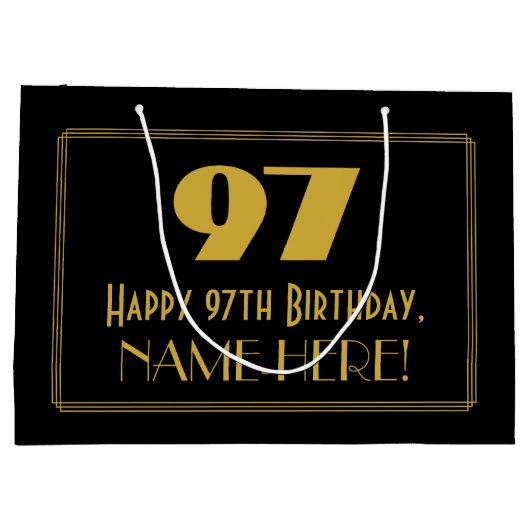 97番目の誕生日:インスパイアアールデコの「97」の外観と名前 ラージペーパーバッグ