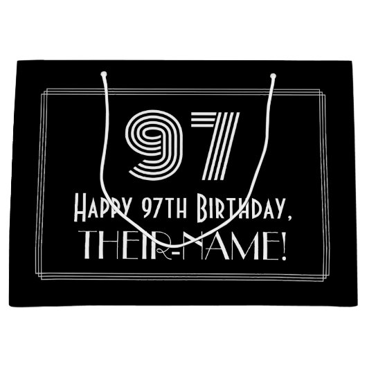 97番目の誕生日:インスパイアアールデコの「97」の外観と名前 ラージペーパーバッグ (正面)