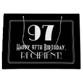 97番目の誕生日:インスパイアアールデコスタイル「97」、名前 ラージペーパーバッグ (正面)