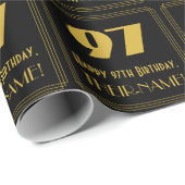 97番目の誕生日-インスパイアアールデコルック"97" & Name ラッピングペーパー (ロールコーナー)