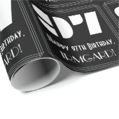 97番目の誕生日:インスパイアアールデコ「97」と名前 ラッピングペーパー (ロールコーナー)