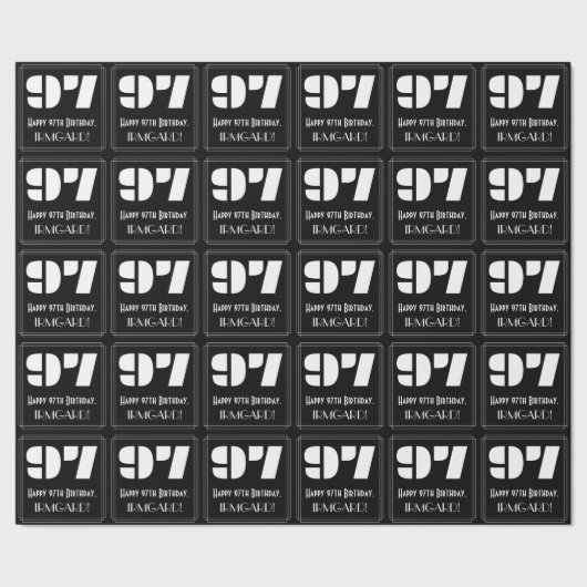 97番目の誕生日:インスパイアアールデコ「97」と名前 ラッピングペーパー (シーム)
