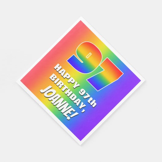 97番目の誕生日: カラフル, Rainbow Pattern # 97 スタンダードランチョンナプキン (角)