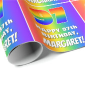 97番目の誕生日: カラフル, Rainbow Pattern # 97 ラッピングペーパー (ロールコーナー)