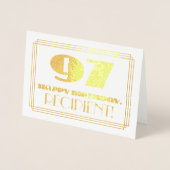 97番目の誕生日、名前+アールデコインスパイア「97」を見る 箔カード (正面)