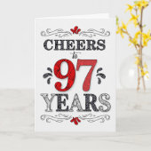 97誕生日応援の赤い白の黒のパターン カード (黄色い花)