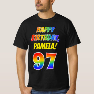 97誕生日— ,おもしろいはっきりした,レインボー97,名前をカスタムする Tシャツ