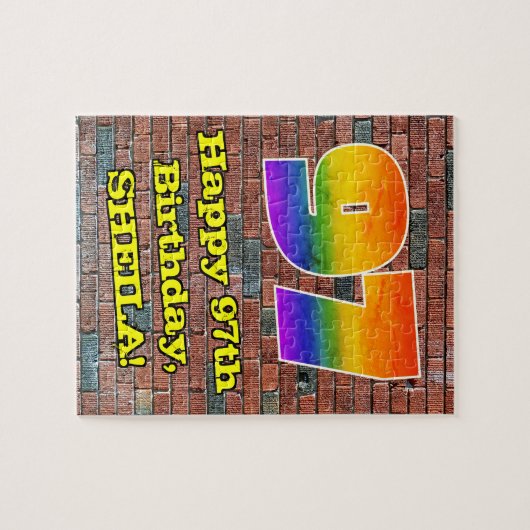 97誕生日:おもしろいグラフィティインスパイアレインボー97 ジグソーパズル (横)