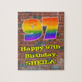 97誕生日:おもしろいグラフィティインスパイアレインボー97 ジグソーパズル (縦)