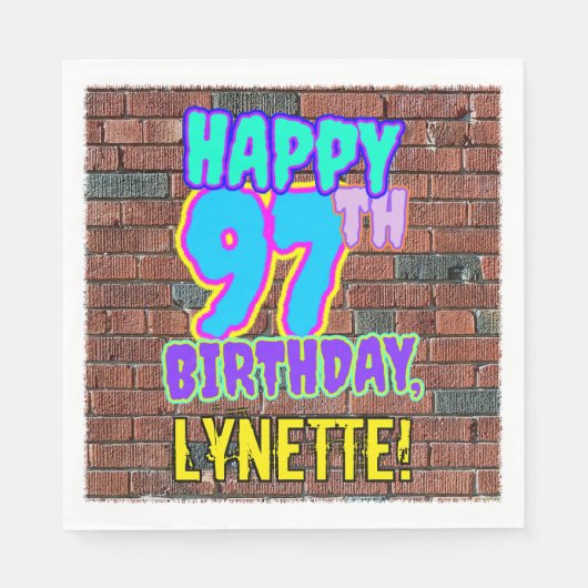 97誕生日~おもしろい、アーバングラフィティインスパイアルック スタンダードランチョンナプキン (正面)