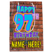 97誕生日:おもしろい、アーバングラフィティインスパイアルック ミディアムペーパーバッグ (正面)