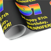 97誕生日:おもしろい、カラフルレインボーインスパイア# 97 ラッピングペーパー (ロールコーナー)