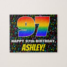 97誕生日:おもしろい、カラフル音楽シンボル、「97」