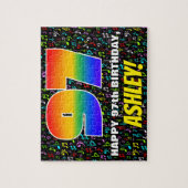 97誕生日:おもしろい、カラフル音楽シンボル、「97」 ジグソーパズル (縦)