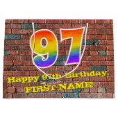 97誕生日:おもしろい、グラフィティインスパイアレインボーー# 97 ラージペーパーバッグ (正面)