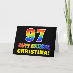97誕生日:はっきりした,おもしろい,シンプル虹， 97 カード