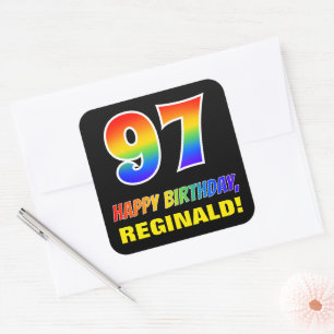 97誕生日:はっきりした,おもしろい,シンプル虹, 97 スクエアシール