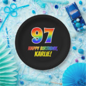 97誕生日:はっきりした,おもしろい,シンプル虹, 97 ペーパープレート (パーティー)