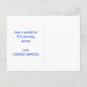 97誕生日:はっきりした,おもしろい,シンプル虹, 97 ポストカード (裏面)