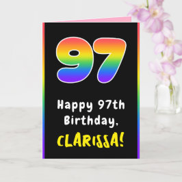 97誕生日:カラフルレインボー# 97,名前をカスタムする カード