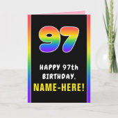 97誕生日:カラフルレインボー# 97,名前をカスタムする カード (正面)